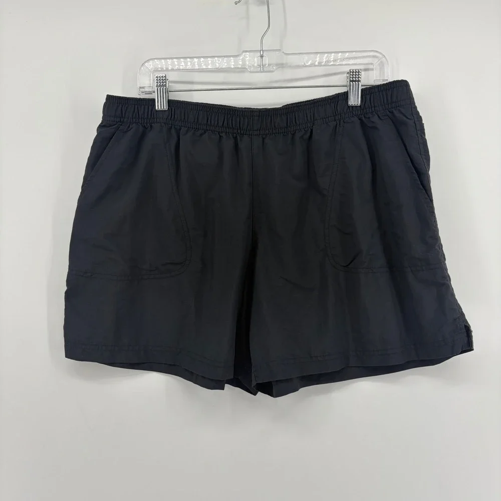 Columbia Womens XL Black Hiking Shorts Elastic Waist Nylon Pockets Activewear